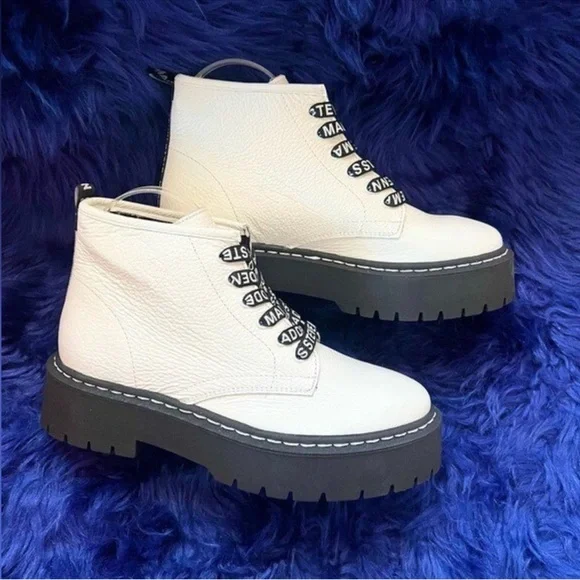 New! STEVE MADDEN “Vlais” Chunky Leather Platform Combat Boots - Picture 8 of 12